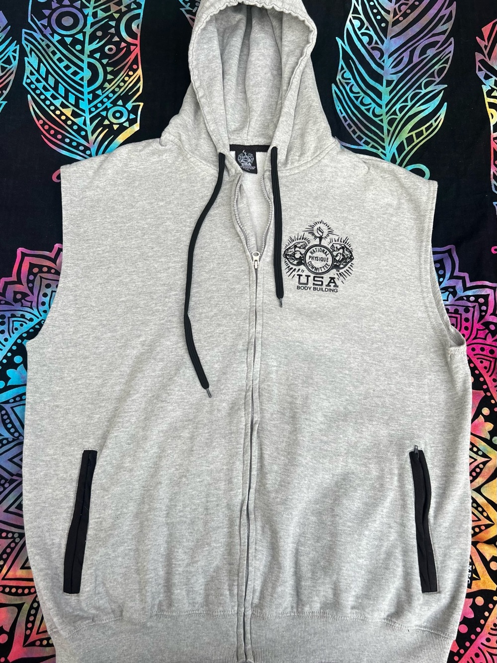 NPC USA Bodybuilding Sleeveless Full-Zip Hoodie vest